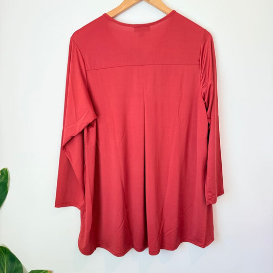 Autograph size s (16) women’s rust red panel tunic - tunics top women’s apparel