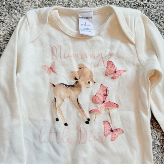 Baby berry mummy’s little deer cotton bodysuit (size 1 12-18mths) - baby one-pieces baby clothing