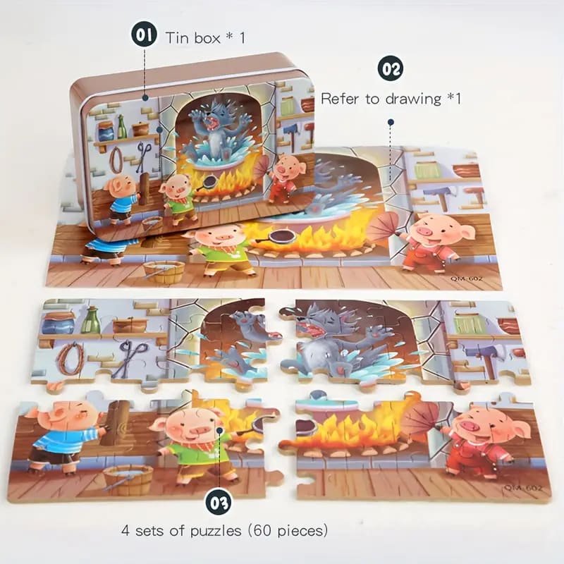 60 pc forest play puzzle & tin - puzzles toys