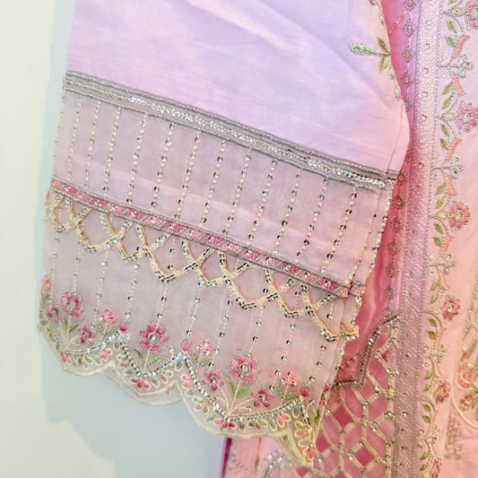 Bin saeed size 12 cutwork salwar suit - pink - traditional & ceremonial clothing top women’s apparel