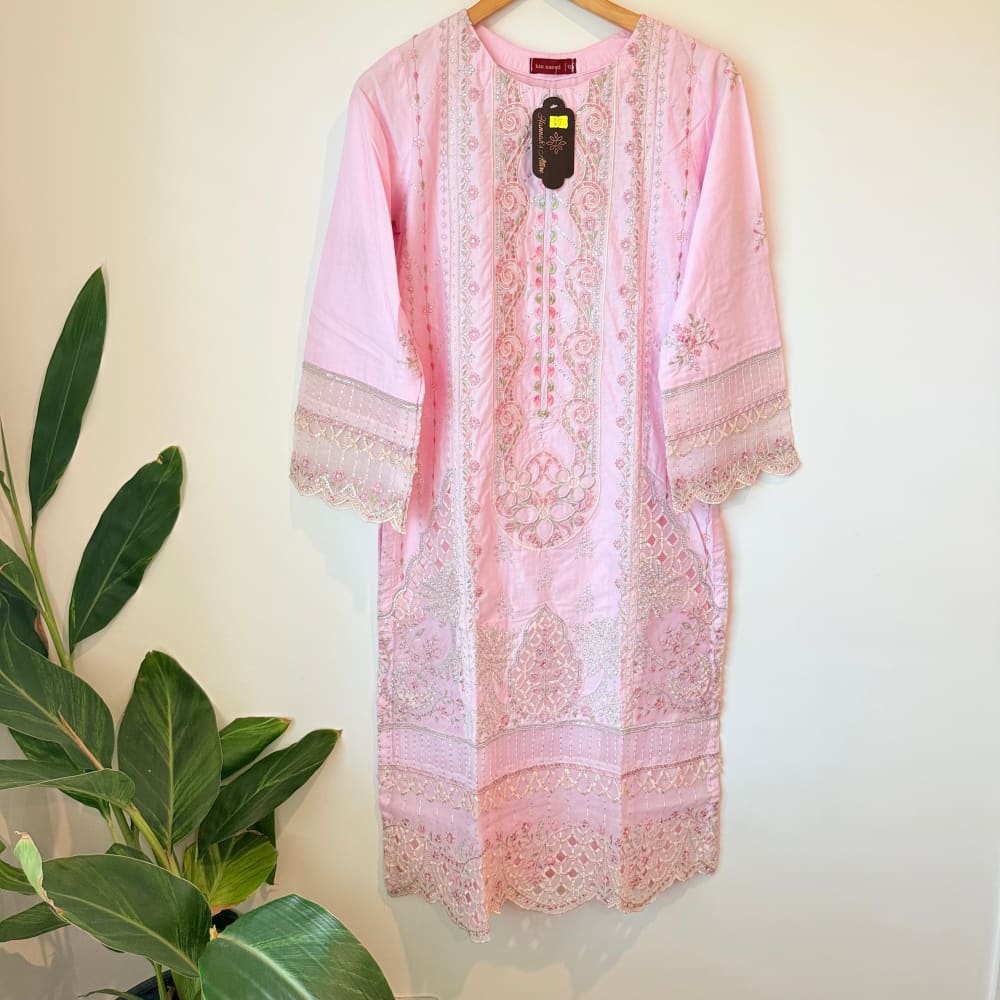 Bin saeed size 12 cutwork salwar suit - pink - traditional & ceremonial clothing top women’s apparel