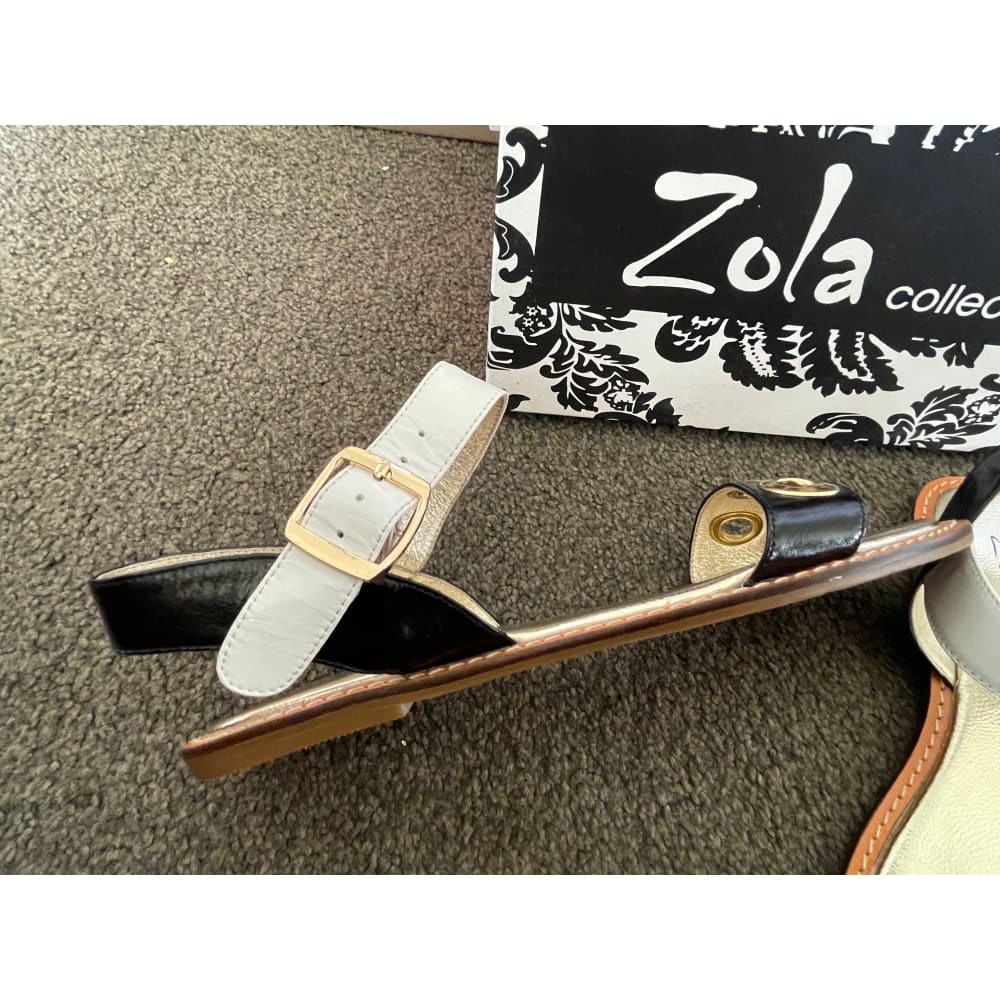 Size 40 zola collection - harah - white strap sandals with gold accents - sandals clothing & fashion - sandals womenās