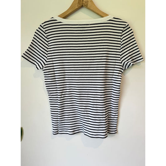 New look size 16 (14 fit) black and white striped crop top - t-shirts top women’s apparel