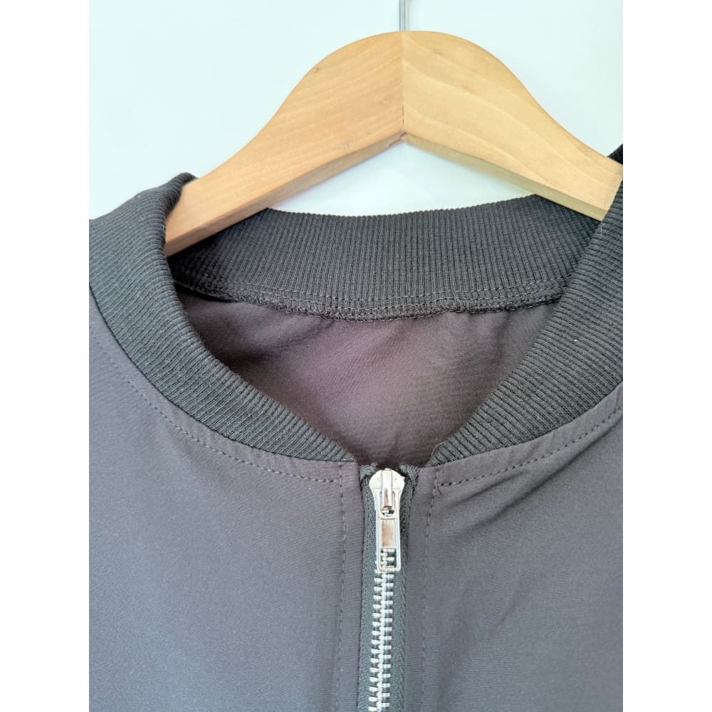Black zip-up size xxl (16-18 fit) jacket with floral sleeves - coats & jackets top womenās apparel