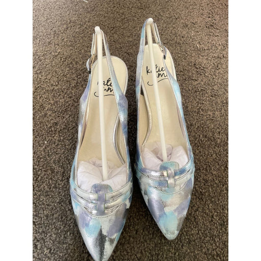 Katie ’n’ me - kim - blue and silver slingback heels - size 39 - heels clothing & fashion - heels - shoes women’s shoes