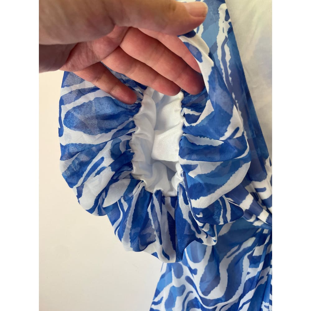 Blue & White Abstract Printed