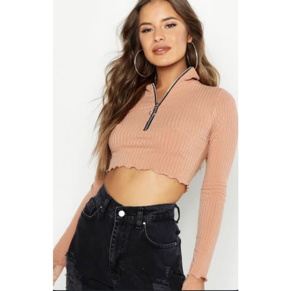 Bnwt boohoo petite size 14 georgina rib knit o-ring detail crop top - clothing tops clothing & fashion - crop top - top