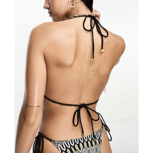 South beach size 6 embroidered triangle bikini top in multi - swimwear bikini - clothing & fashion - full body