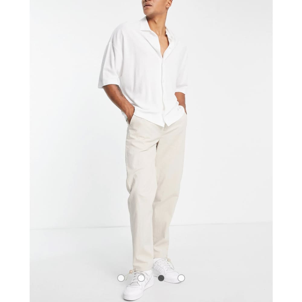Topman w28 l30 straight lightly ribbed trousers in stone - pants clothing & fashion - top womenās apparel