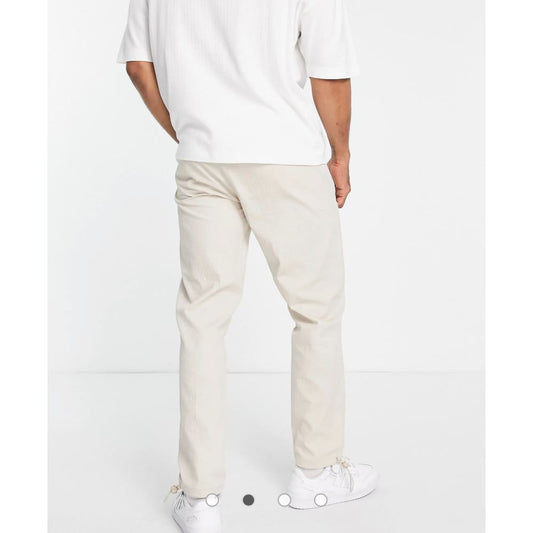Topman w28 l30 straight lightly ribbed trousers in stone - pants clothing & fashion - top women’s apparel
