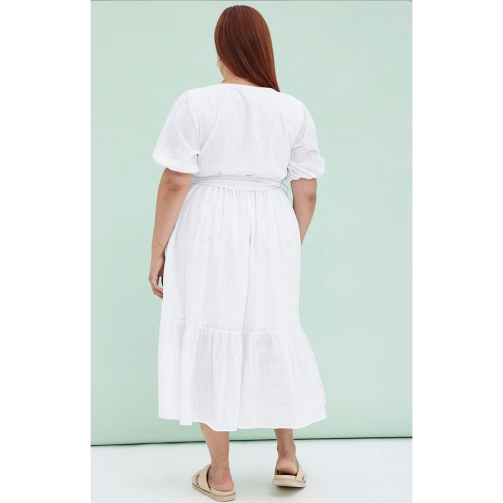 You + all size 18 white short sleeve textured button midi dress - dresses clothing & fashion - dresses - short sleeve
