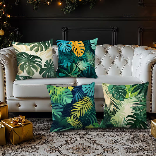 4pc Tropical Leaf Cushion Covers 45x45cm