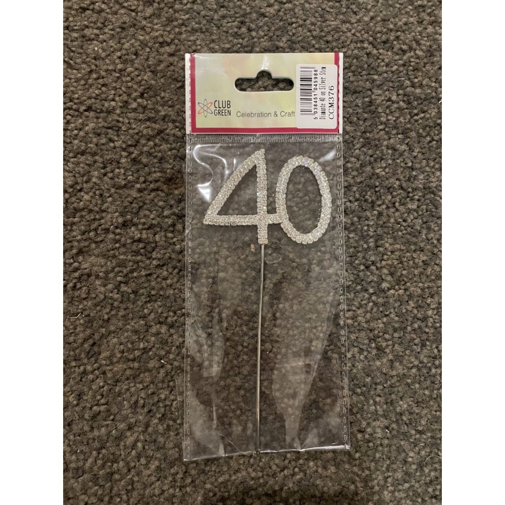 40 silver & diamanté cake topper - cake decorating supplies cake decorations - seasonal & holidays decorations seasonal