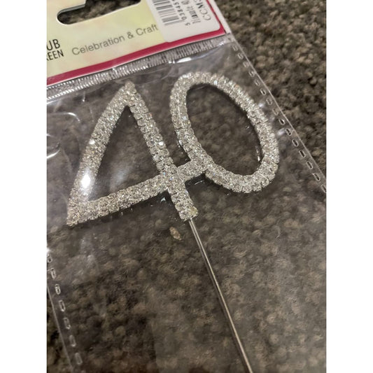 40 silver & diamanté cake topper - cake decorating supplies cake decorations - seasonal & holidays decorations seasonal