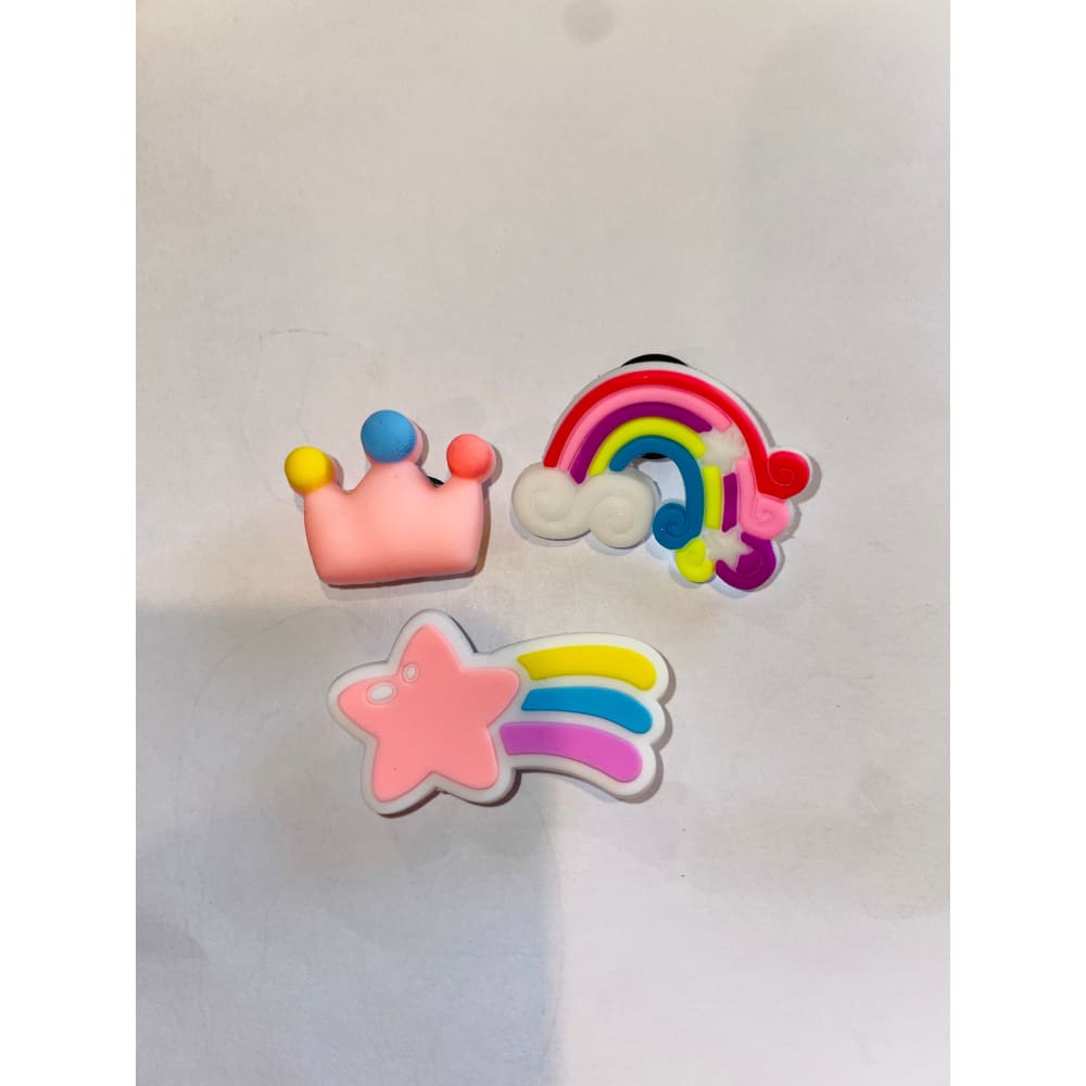 3x cute star rainbow & crown shoe charms - shoe accessories clogs - shoe accessories - shoe charms fashion accessories