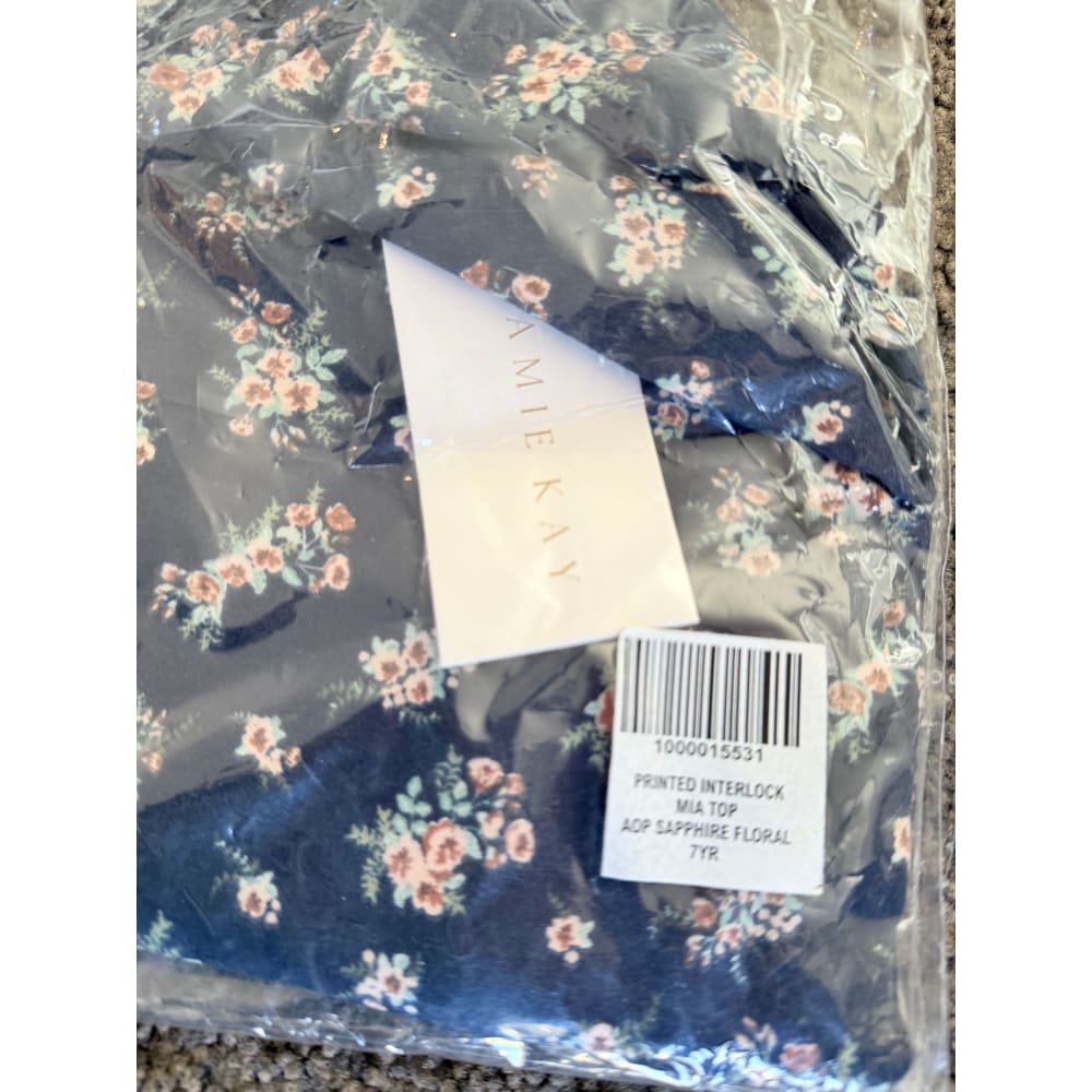 Jamie kay size 7yr mia top - aop sapphire floral - shirts baby clothing