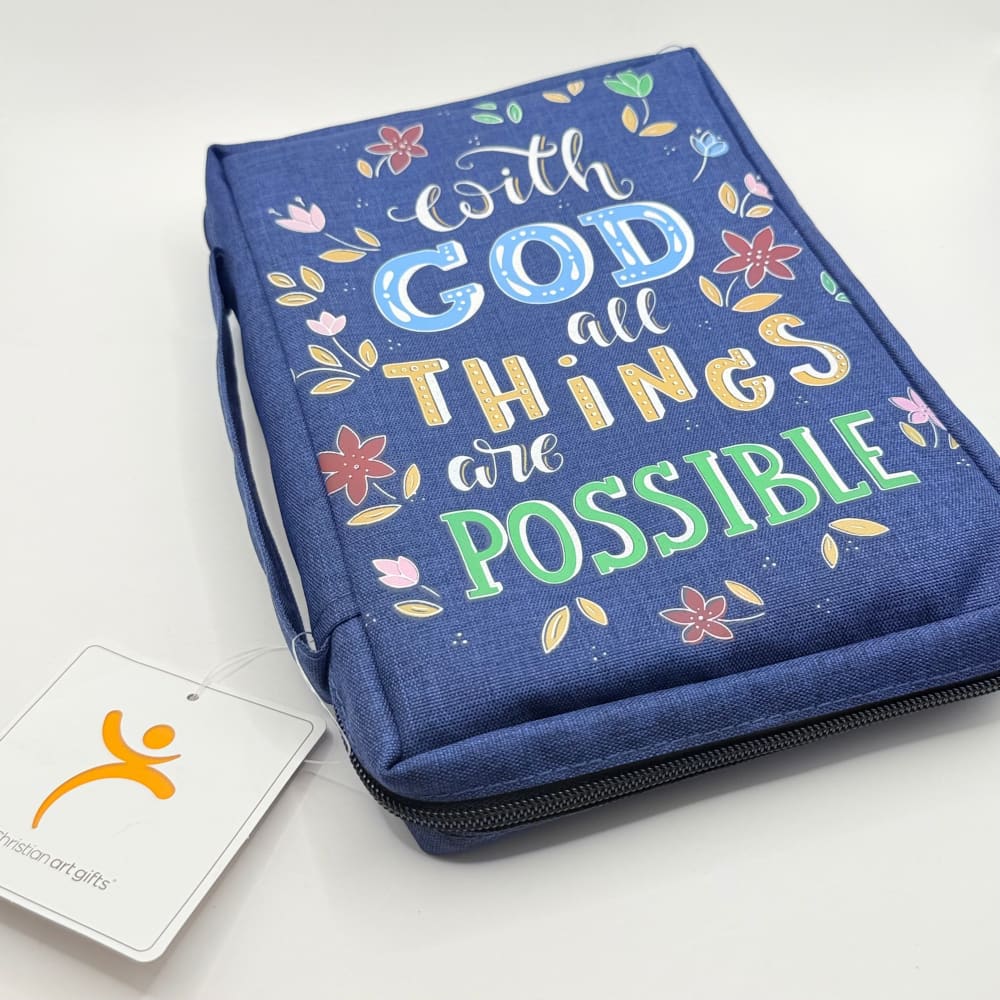 Christian art gifts ’with god all things are possible’ bible cover - religious items fashion accessories