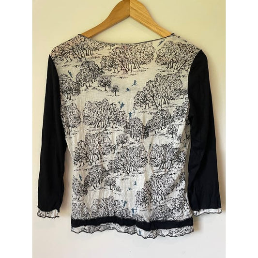 Clarity woodlands print top – size 8 | rrp $79.99 - blouses clothing & fashion - long sleeve - tee - top women’s apparel
