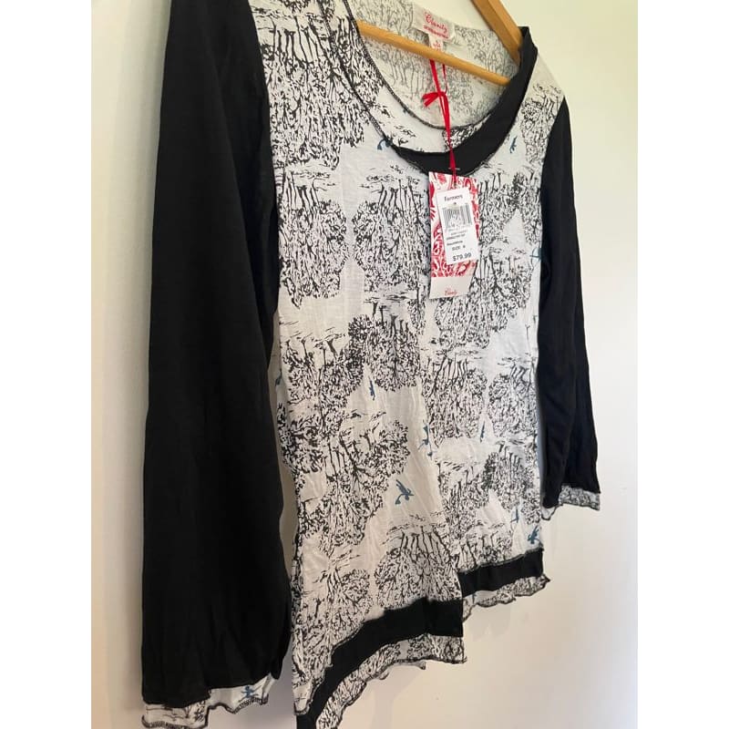 Clarity woodlands print top – size 8 | rrp $79.99 - blouses clothing & fashion - long sleeve - tee - top women’s apparel
