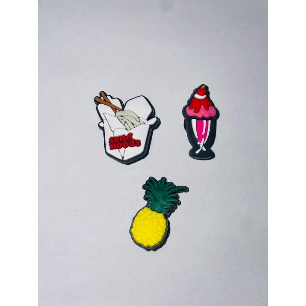 3x mixed foods shoe charms for clogs - shoe accessories clogs - shoe accessories - shoe charms fashion accessories