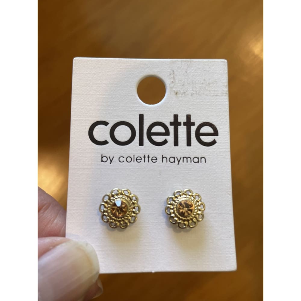 Colette hayman earrings - floral w/ crystal stud - earrings earrings - jewelry fashion accessories