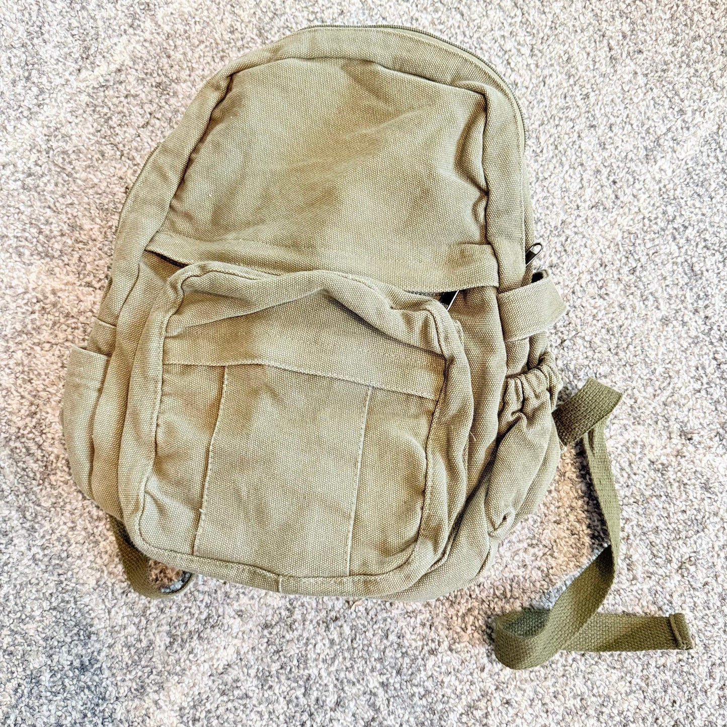 Compact khaki canvas backpack - backpacks home&living materials