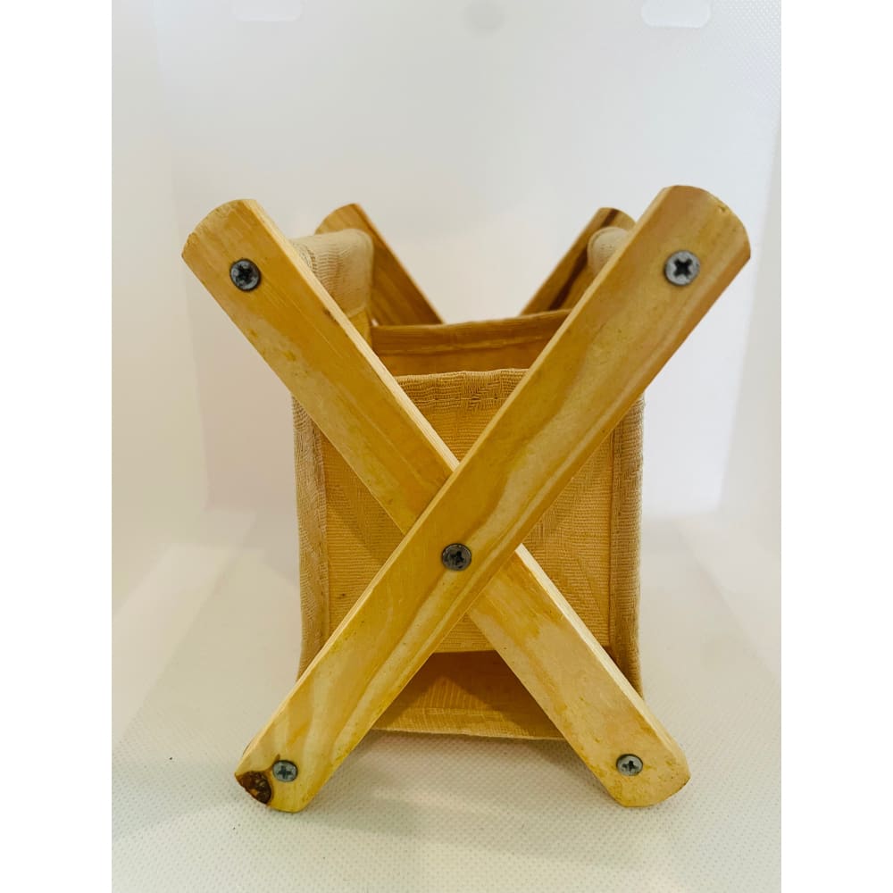 Tiny compact foldable wooden-cloth organizer – brand new – handy storage with multiple options - household storage bags
