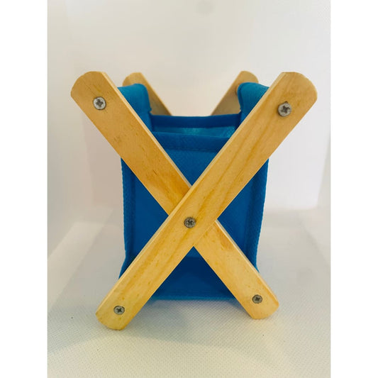 Tiny compact foldable wooden-cloth organizer – brand new – handy storage with multiple options - household storage bags
