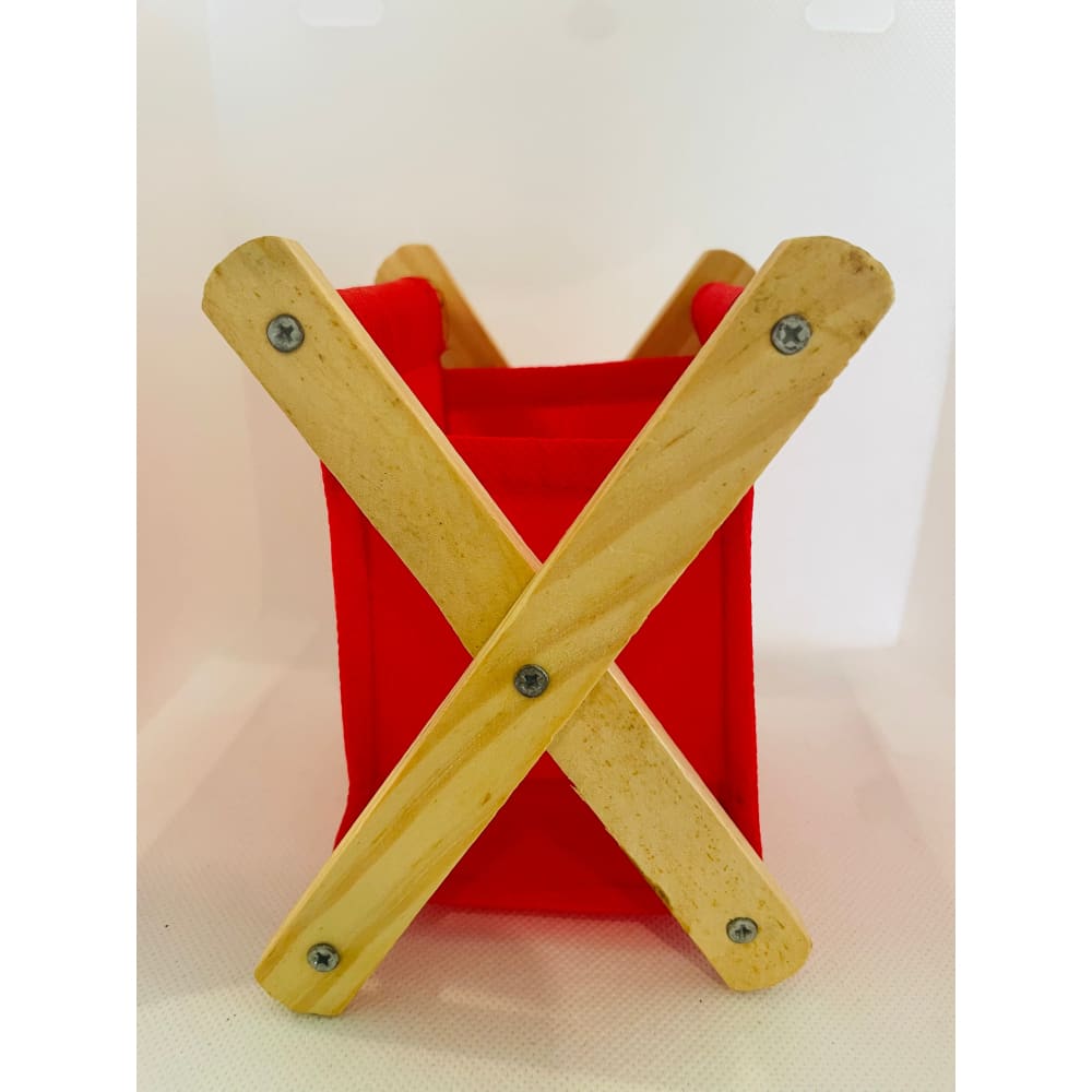 Tiny compact foldable wooden-cloth organizer – brand new – handy storage with multiple options - household storage bags