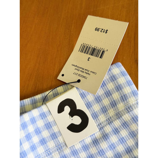 Cotton-on kids size 3 dusk blue/gingham hailey bike short rrp $12.99 - shorts baby clothing