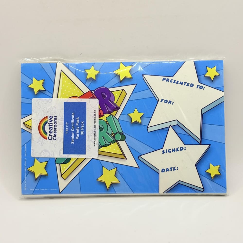 Creative classrooms 30 pack award certificate pack certificates for recognition & achievement - senior certificate