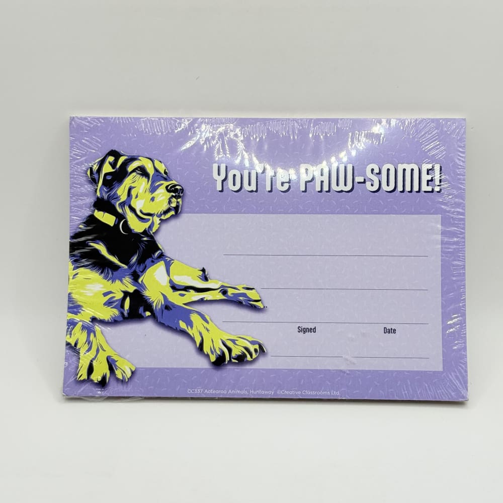 Creative classrooms 30 pack award certificate pack certificates for recognition & achievement - ’you’re paw-some! ’
