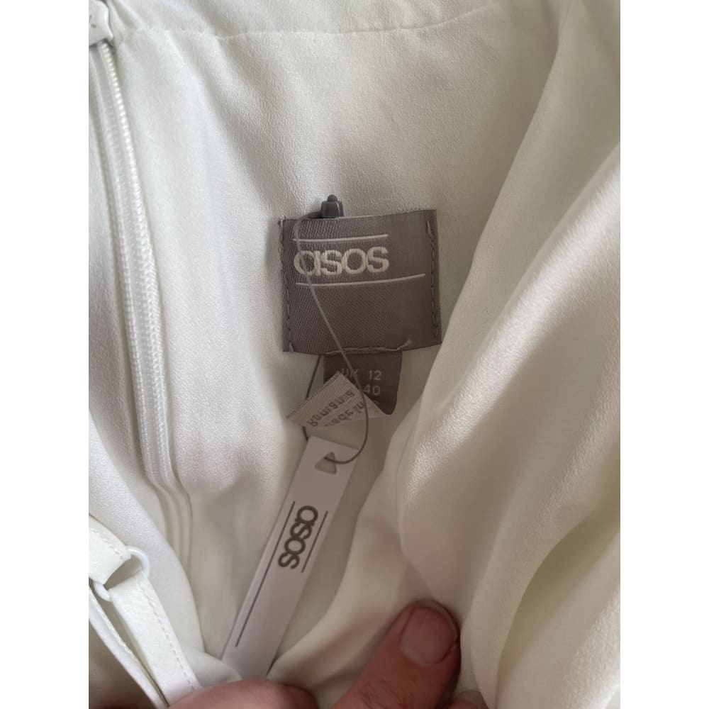 Asos size 12 deep v cross back white dress - 12 - dresses clothing & fashion - dresses women’s apparel