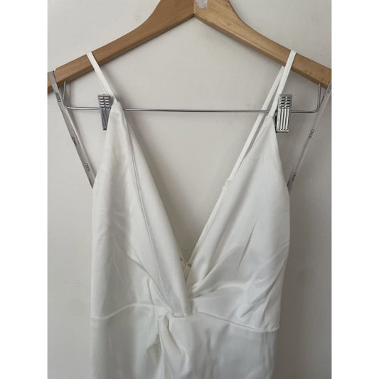Asos size 12 deep v cross back white dress - 12 - dresses clothing & fashion - dresses women’s apparel