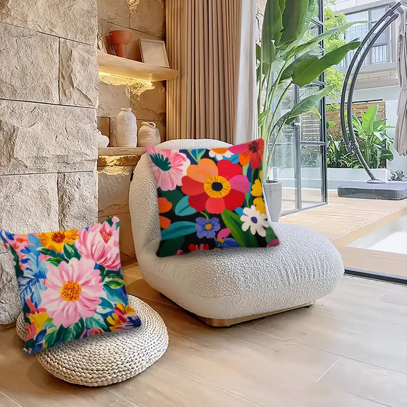 Set of 4 boho vibrant floral cushion covers - chair & sofa cushion covers from google - what’s new home&living materials