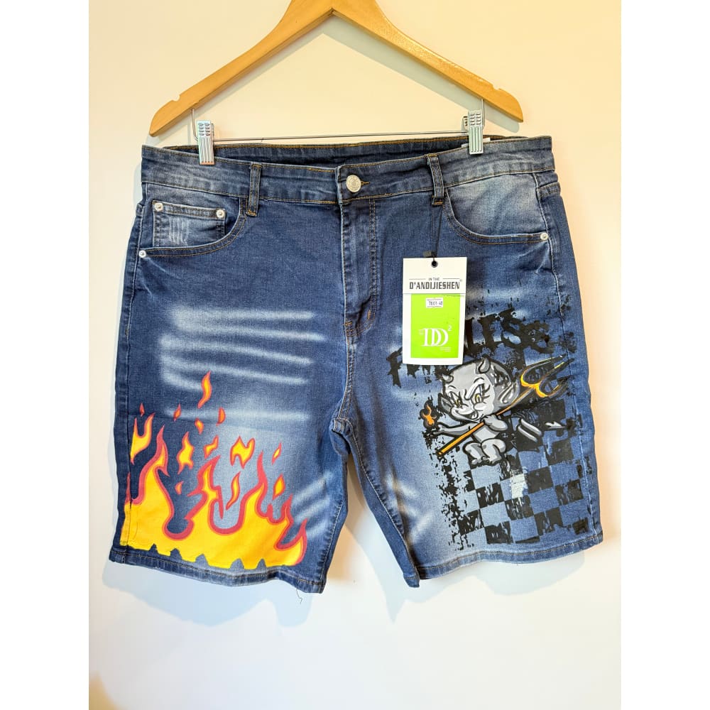 D’andijieshen size 40 men’s graphic denim shorts - denim shorts bottom women’s apparel