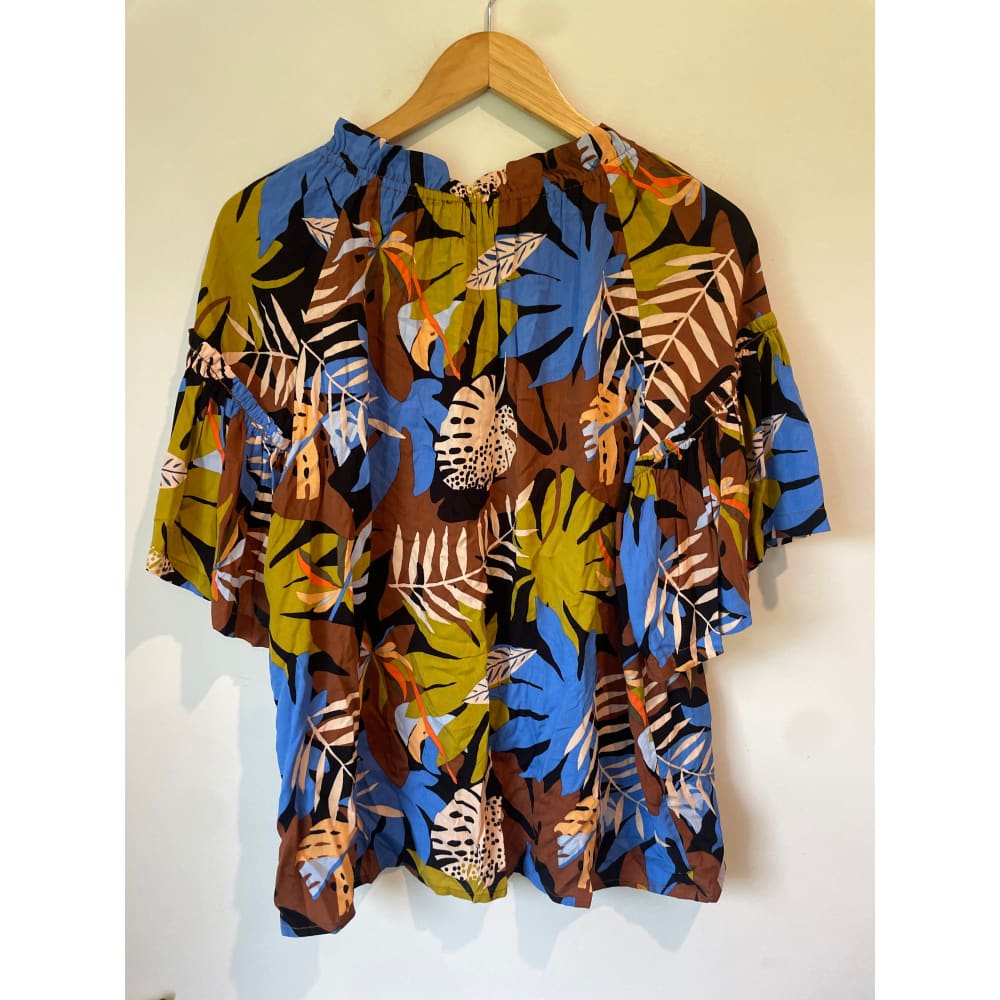 Zafina size 10 tropical print top - clothing tops blouse - clothing & fashion - designer clearance - top women’s apparel