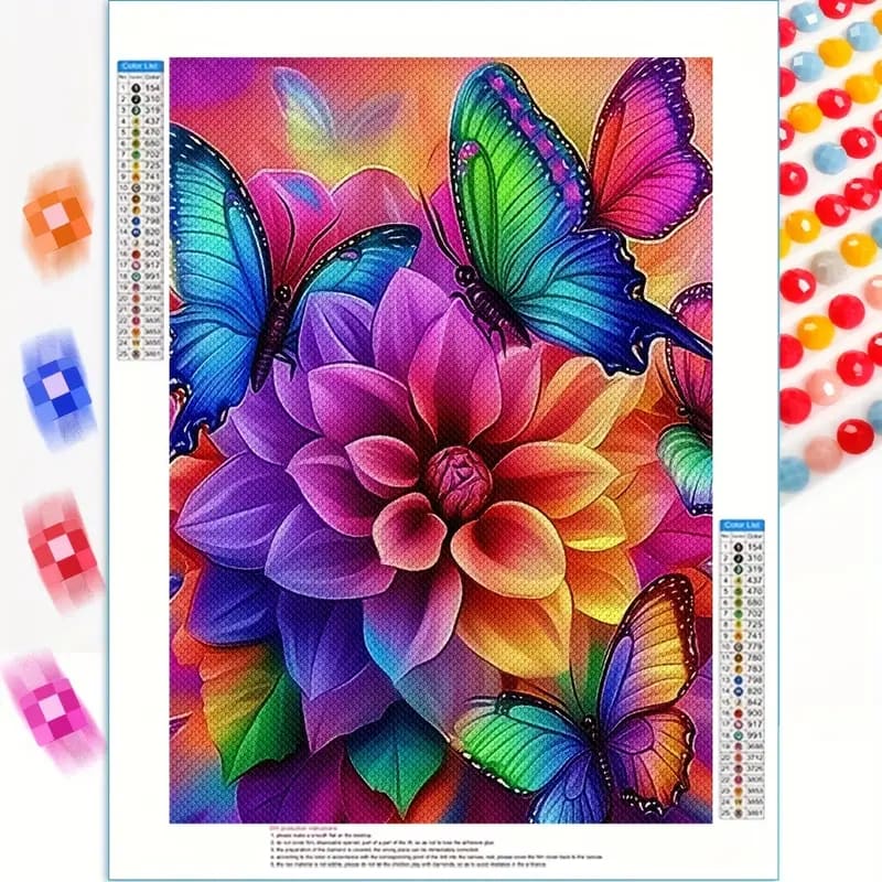 30x40cm diamond art kit – vibrant flower & butterfly designs – brand new - drawing & painting kits crafts
