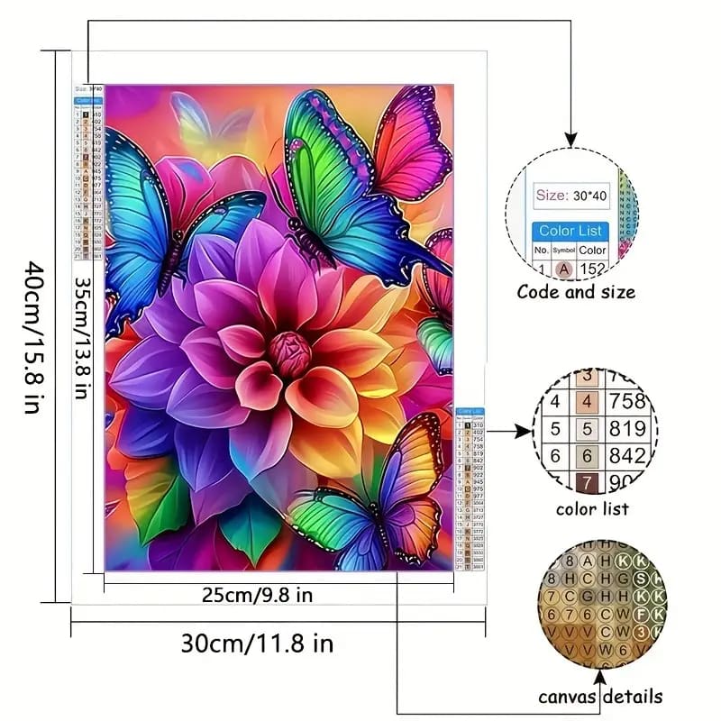 30x40cm diamond art kit – vibrant flower & butterfly designs – brand new - drawing & painting kits crafts