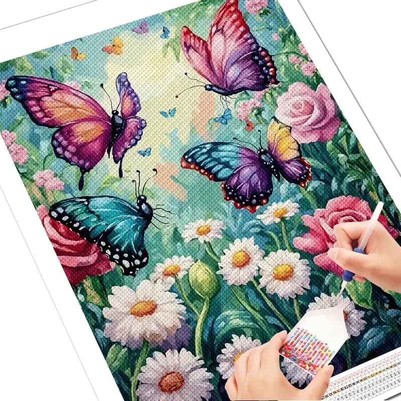 30x40cm diamond art kit – vibrant flower & butterfly designs – brand new - drawing & painting kits crafts