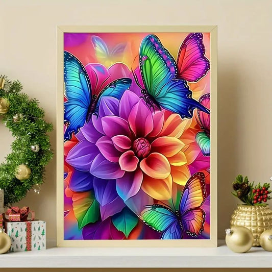 30x40cm diamond art kit – vibrant flower & butterfly designs – brand new - vibrant flower & butterfly - drawing &