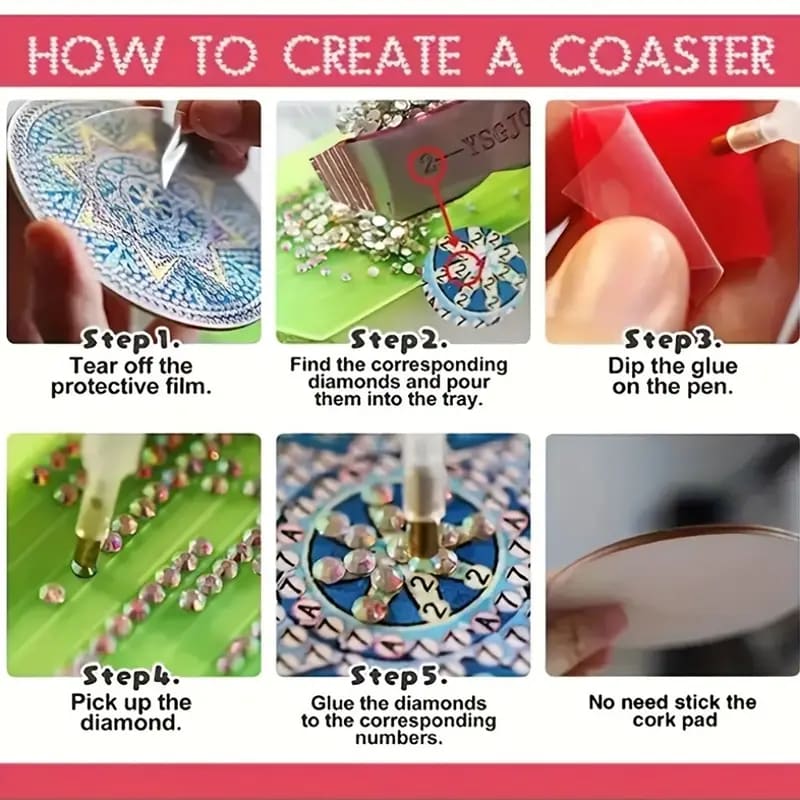 Floral diamond art coaster kit - mosaic kits crafts