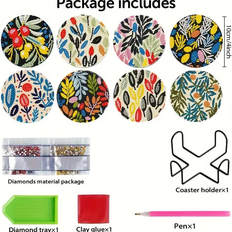 Floral diamond art coaster kit - mosaic kits crafts