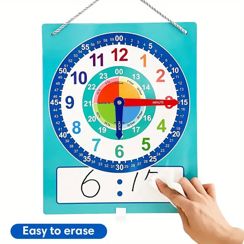 Double sided dry erase teaching clock - dry-erase boards stationery