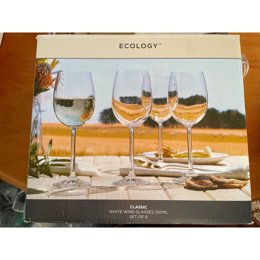 Ecology classic white wine glasses 350ml - set of 6 - stemware glass - home & living home&living materials