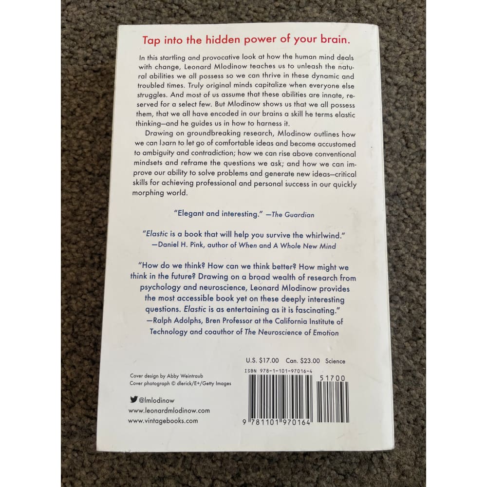 Elastic: unlocking your brain’s ability to embrace change by leonard mlodinow - print books printed media