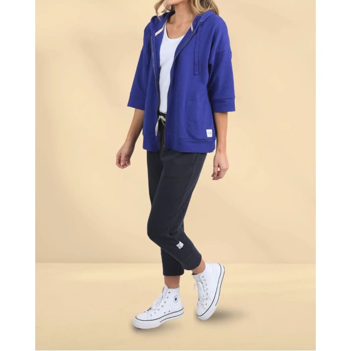 Elm beachy zip hoodie in china blue - size 8 rrp $109.95 - hoodies top women’s apparel