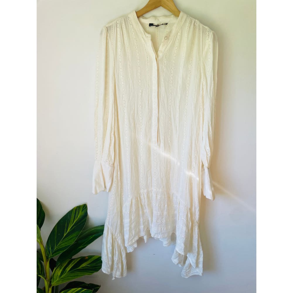 Embroidered White Bohemian Midi Dress