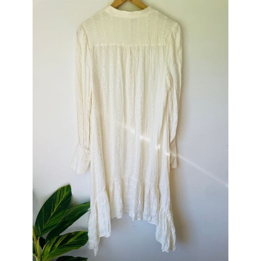 Embroidered White Bohemian Midi Dress