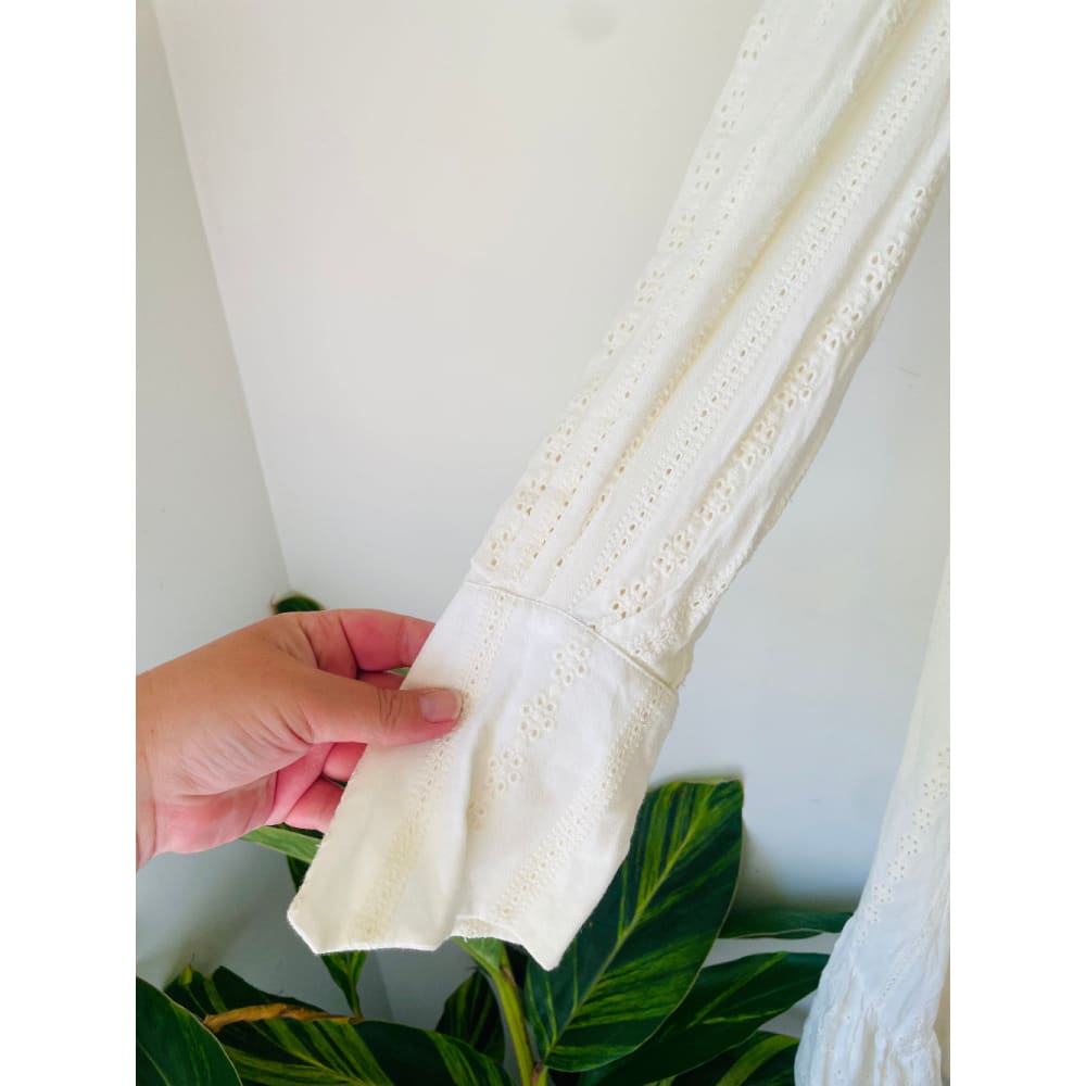 Embroidered White Bohemian Midi Dress